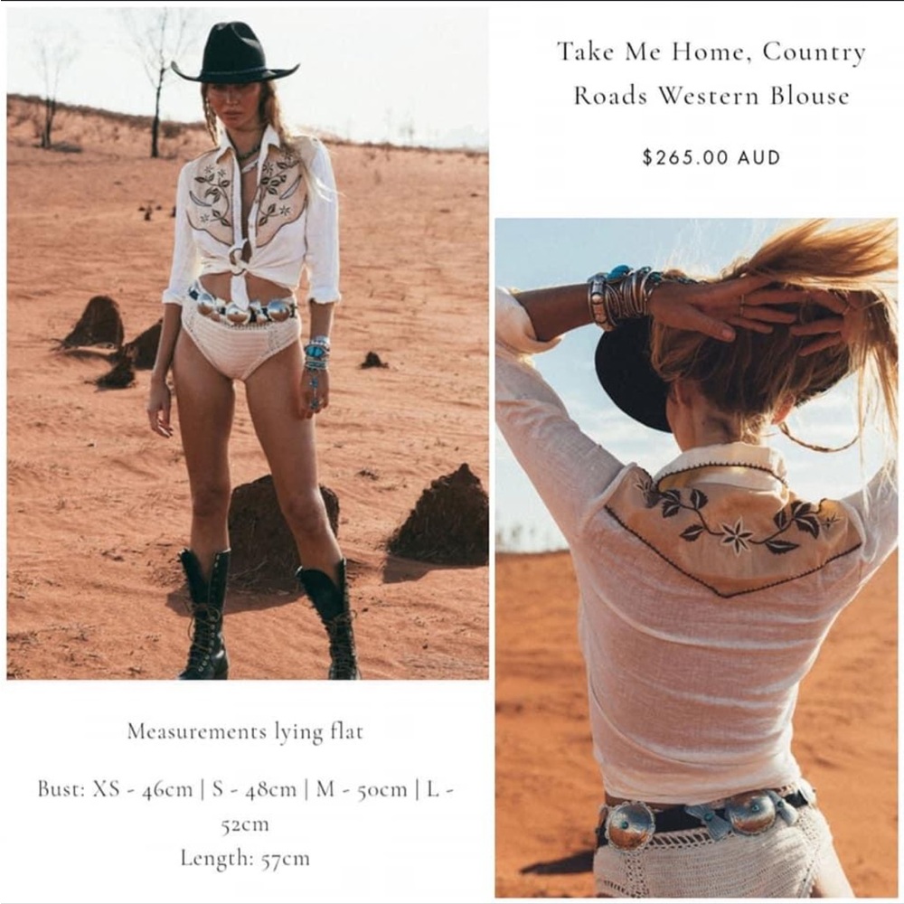 NWT Chasing Unicorns Take Me Home Country Roads Western Blouse
